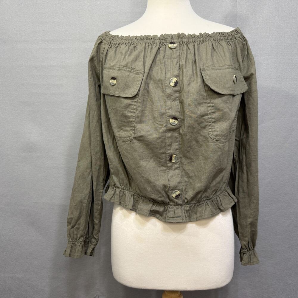 Arizona Jean Co Women's Button Off Shoulder Size XXL‎ Pockets Classic Timeless